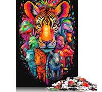 1000 Pieces Psychedelic Animal Jigsaw Square Puzzle for Adults Paper Puzzles Unique Challenge Games 38x26cm/1000pcs