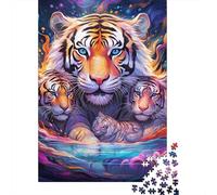 1000 Pieces Psychedelic Animal Tiger Jigsaw Puzzles for Adults Wooden Puzzle Educational Game for Adult Teenagers 1000pcs (75x50cm)