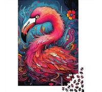 1000 Pieces Psychedelic Art Flamingo Jigsaw Puzzles for Adults Wooden Puzzle Educational Game for Adult Teenagers 1000pcs (38x26cm)