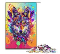 1000 Pieces Psychedelic Colorful Art Wolf Adult Jigsaw Puzzles Family Fun Jigsaws Family Game Stress Reliever Difficult Challenge Puzzle 1000 PCS(38x26cm)