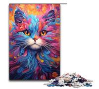 1000 Pieces Psychedelic Colorful Cat Adult Jigsaw Puzzles Family Fun Jigsaws Family Game Stress Reliever Difficult Challenge Puzzle 1000 PCS(75x50cm)