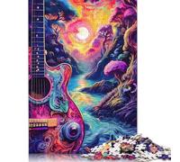 1000 Pieces Psychedelic Guitar Fantasy Landscape Jigsaw Puzzles for Adults Wooden Puzzles for Adults Puzzles Learning Educational Toys 1000pcs (75x50cm)