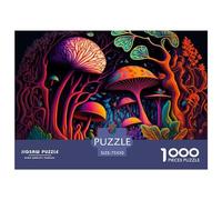 1000 Pieces Psychedelic Mushroom Forest Creative Square Wooden Jigsaw Puzzles for Adults Educational Game Challenge Toy 1000pcs (75x50cm)