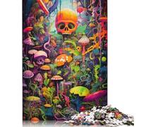 1000 Pieces Psychedelic Mushroom Skull for Adults Difficult Jigsaw Puzzles for Adults Family Fun Jigsaws Puzzles 1000pcs (75x50cm)