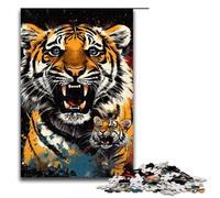 1000 Pieces Psychedelic Tiger Puzzle Game Jigsaw for Adults Suitable for Couples for And Teenager Age 14 Years Up 75x50cm