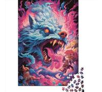 1000 Pieces Psychedelic Wolf Square Jigsaw Puzzles for Adults And Paper Puzzles Children Puzzles 38x26cm/1000pcs