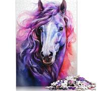 1000 Pieces Purple Horse Watercolor Jigsaw Puzzle Puzzle Adult Jigsaw Puzzle Jigsaw Puzzles for Adults Educational Game Challenge Toy 1000pcs (75x50cm)