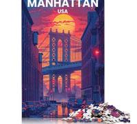 1000 Pieces Puzzle Adults Manhattan Travel Poster Puzzle Decompression Toys Home Puzzles Game Puzzle Interesting Gifts 1000pcs (75x50cm)