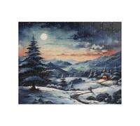 1000 Pieces Puzzle - Country Sunrise - Rural Winter Illustration Jigsaw Puzzle. Great For One, Groups Or Family Activity. Gift For Patients. Keep Your Mind Sharp