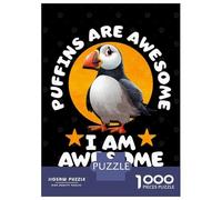 1000 Pieces Puzzle for Adults, Atlantic Puffin Artwork, Mindfulness Activity, Winter Indoor Entertainment, Premium Thick Cardboard, 70x50cm/1000pcs