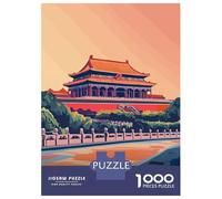 1000 Pieces Puzzle for Adults, Beijing Forbidden City Illustration Artwork, Relaxing Puzzle Experience, for Puzzle Lovers, Precision Cut Pieces, 38x26cm/1000pcs