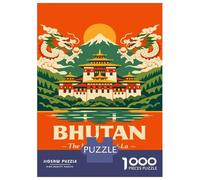 1000 Pieces Puzzle for Adults, Bhutan Travel Artwork, Relaxing Puzzle Experience, Christmas Puzzle Collection, Pieces, 38x26cm/1000pcs