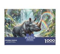 1000 Pieces 。 Puzzle for Adults Black Rhinoceros with Extra Fun Challenges - Stunning Wildlife Puzzle - Perfect for Relaxation - Creativity & Gift Giving 38x26cm/1000pcs