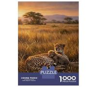 1000 Pieces Puzzle for Adults, Cheetah And Cub in Savannah Artwork, Challenging Brain Teaser, Winter Indoor Entertainment, Pieces, 70x50cm/1000pcs