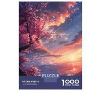 1000 Pieces Puzzle for Adults, Cherry Blossom Fuji Sunset Artwork, Challenging Brain Teaser, Festive Season Fun, Pieces, 52x38cm/1000pcs
