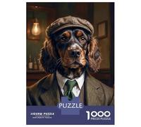 1000 Pieces Puzzle for Adults, Cocker Spaniel Dog Wearing A Suit in The Pub Artwork, Premium Puzzle Challenge, Winter Indoor Entertainment, Pieces, 70x50cm/1000pcs