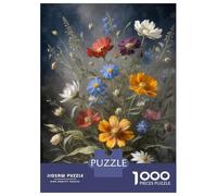 1000 Pieces Puzzle for Adults, Colorful Wildflower Bouquet Painting Artwork, Premium Puzzle Challenge, Winter Indoor Entertainment, Pieces, 70x50cm/1000pcs