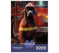 1000 Pieces Puzzle for Adults, Cute Funny Dog Firefighter Artwork, Relaxing Puzzle Experience, Christmas Puzzle Collection, Pieces, 38x26cm/1000pcs