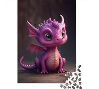 1000 Pieces Puzzle for Adults Cute Purpel Dragon 2 Jigsaw Puzzles for Adults Puzzle Woodenboard Puzzles Educational Game Challenge Toy 1000pcs (75x50cm)