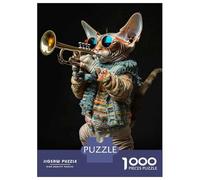 1000 Pieces Puzzle for Adults, Devon Rex Trumpet Artwork, Relaxing Family Game, for Puzzle Lovers, Premium Thick Cardboard, 52x38cm/1000pcs