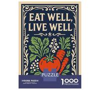 1000 Pieces Puzzle for Adults, Eat Well, Live Well Illustration Artwork, Relaxing Puzzle Experience, Christmas Puzzle Collection, Pieces, 52x38cm/1000pcs