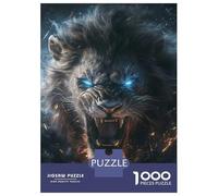 1000 Pieces Puzzle for Adults, Fiery Lion Roar Artwork, Challenging Brain Teaser, for Puzzle Lovers, Durable Puzzle Pieces, 38x26cm/1000pcs