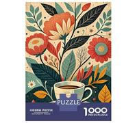 1000 Pieces Puzzle for Adults, Floral Teacup Illustration Artwork, Stress Relief Activity, Christmas Puzzle Collection, Premium Puzzle Pieces, 52x38cm/1000pcs
