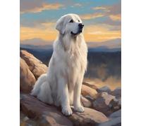 1000 Pieces Puzzle for Adults Great Pyrenees Dog on The Rocks Letters on The Back Suitable for Beginners to Adapt to Family Education Activities Without Pressure