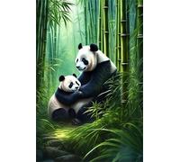 1000 Pieces Puzzle For Adults Green Bamboo Grove Panda Jigsaw Puzzles Teens Educational Toys Challenging puzzles for Wall Decor Gifts Finished Size: 75x50 cm