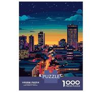 1000 Pieces Puzzle for Adults, Harare, Zimbabwe Cityscape at Night Artwork, Challenging Brain Teaser, Festive Season Fun, Pieces, 38x26cm/1000pcs