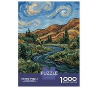 1000 Pieces Puzzle for Adults, Impressionist Landscape with River And Mountains Artwork, Creative Leisure Activity, Idea, Pieces, 70x50cm/1000pcs