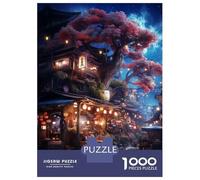 1000 Pieces Puzzle for Adults, Japanese Sakura Market Art Artwork, Stress Relief Activity, Christmas Puzzle Collection, Premium Puzzle Pieces, 38x26cm/1000pcs