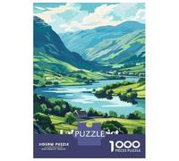 1000 Pieces Puzzle for Adults, Lake District National Park Illustration Artwork, Premium Puzzle Challenge, Winter Indoor Entertainment, Pieces, 70x50cm/1000pcs