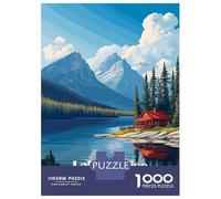 1000 Pieces Puzzle for Adults, Lake Louise Cabin Artwork, Challenging Brain Teaser, Perfect, Precision Cut Pieces, 70x50cm/1000pcs