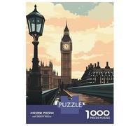 1000 Pieces Puzzle for Adults, London, United Kingdom Illustration Artwork, Challenging Brain Teaser, Festive Season Fun, Pieces, 52x38cm/1000pcs