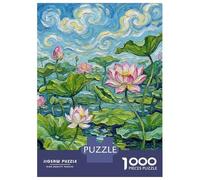 1000 Pieces Puzzle for Adults, Lotus Pond Impressionist Painting Artwork, Challenging Brain Teaser, Winter Indoor Entertainment, Pieces, 70x50cm/1000pcs