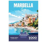 1000 Pieces Puzzle for Adults, Marbella Spain Travel Artwork, Challenging Brain Teaser, for Puzzle Lovers, Durable Puzzle Pieces, 70x50cm/1000pcs
