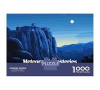 1000 Pieces Puzzle for Adults, Meteora Monasteries Greece Night Landscape Artwork, Indoor Entertainment, Seasonal Gift Choice, Durable Puzzle Pieces, 38x26cm/1000pcs