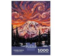 1000 Pieces Puzzle for Adults, Mount Rainier Impasto Painting at Sunset Artwork, Challenging Brain Teaser, Winter Indoor Entertainment, Pieces, 70x50cm/1000pcs