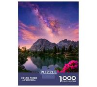 1000 Pieces Puzzle for Adults, Mountain Lake Under Milky Way Artwork, Challenging Brain Teaser, Christmas Family Activity, Premium Thick Cardboard, 52x38cm/1000pcs