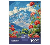 1000 Pieces Puzzle for Adults, Mountain Landscape with Flowers Artwork, Relaxing Puzzle Experience, for Puzzle Lovers, Precision Cut Pieces, 52x38cm/1000pcs