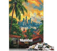 1000 Pieces Puzzle for Adults Mumbai India Skyline Art Jigsaw Puzzles for Adults Puzzle Paperboard Puzzles Educational Game Challenge Toy 38x26cm/1000pcs