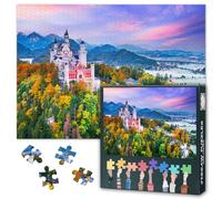 1000 Pieces Puzzle for Adults- Neuschwanstein Bavaria,Famous Bavarian Fairytale Autumn Landscape in Alps, Germany Difficulty Jigsaw Puzzles Rompecabezas Para 50x70 cm
