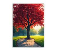 1000 Pieces Puzzle for Adults Red Tree Canopy Poster Landscape Scene of Central Park Interesting Parent-Childs Family Entertainment Leisure Fun Interactive Wooden
