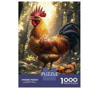 1000 Pieces Puzzle for Adults, Rooster in Enchanted Forest Artwork, Mindfulness Activity, Winter Indoor Entertainment, Precision Cut Pieces, 52x38cm/1000pcs