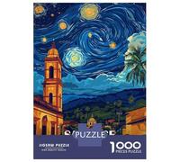 1000 Pieces Puzzle for Adults, San Jose Costa Rica Starry Night Artwork, Premium Puzzle Challenge, Winter Indoor Entertainment, Precision Cut Pieces, 52x38cm/1000pcs