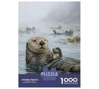 1000 Pieces Puzzle for Adults, Sea Otters in Misty Waters Artwork, Creative Leisure Activity, Idea, Pieces, 70x50cm/1000pcs