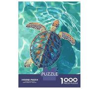 1000 Pieces Puzzle for Adults, Sea Turtle in Turquoise Water Artwork, Mindfulness Activity, for Puzzle Lovers, Precision Cut Pieces, 38x26cm/1000pcs