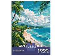 1000 Pieces Puzzle for Adults, Seven Mile Beach, Jamaica Artwork, Premium Puzzle Challenge, Winter Indoor Entertainment, Precision Cut Pieces, 38x26cm/1000pcs