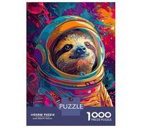1000 Pieces Puzzle for Adults, Sloth Astronaut Space Artwork, Mindfulness Activity, Winter Indoor Entertainment, Premium Thick Cardboard, 70x50cm/1000pcs